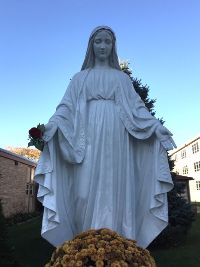 Statue of Mary in front of the Albertine Home